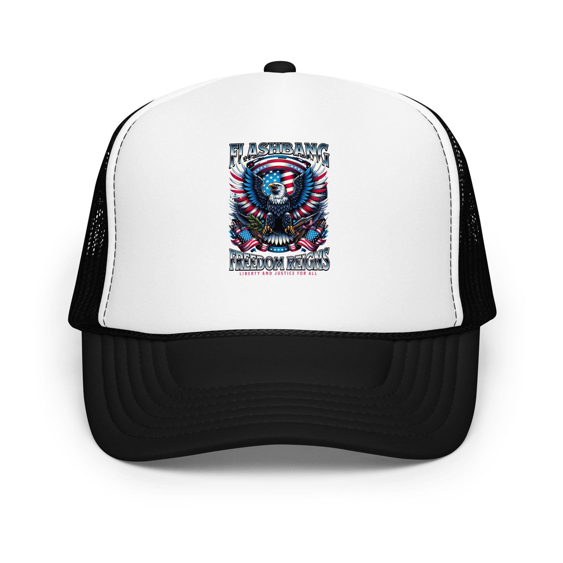 Trucker hat with a graphic design on a white background
