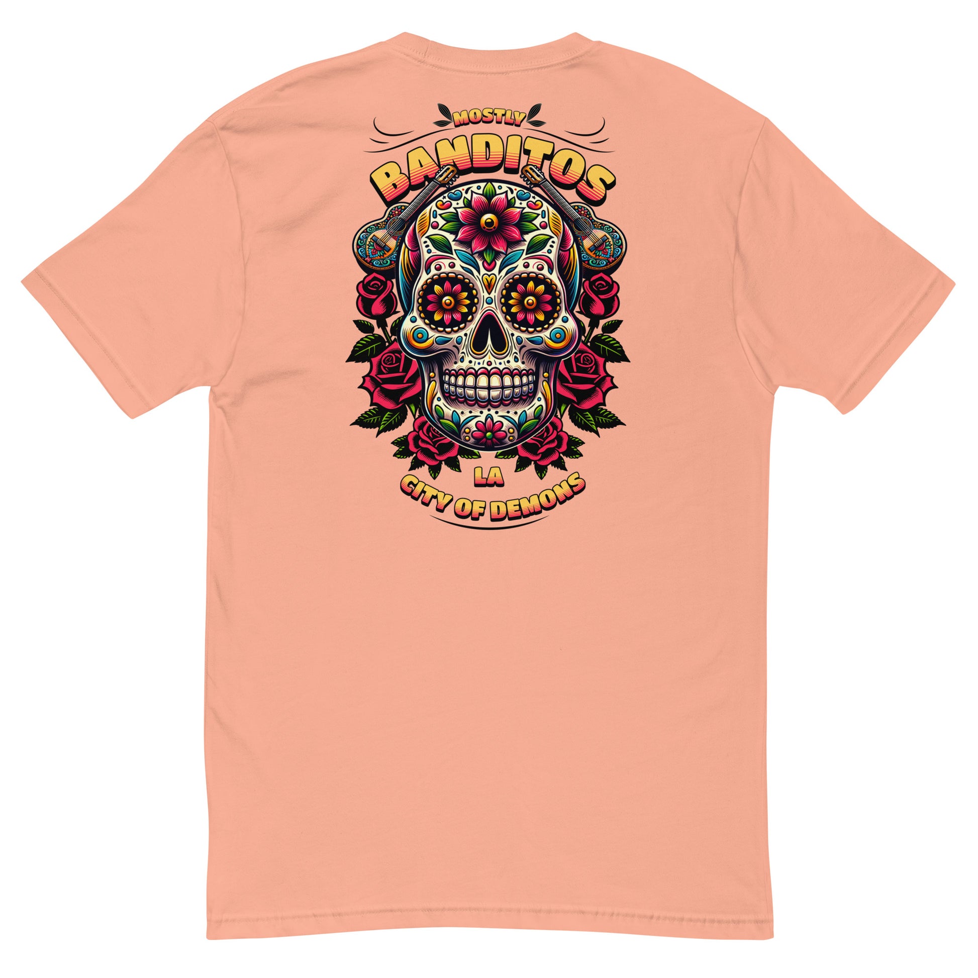 Banditos T-shirt – Skull Design for Men – Patriotic Style - Back View - Desert Pink