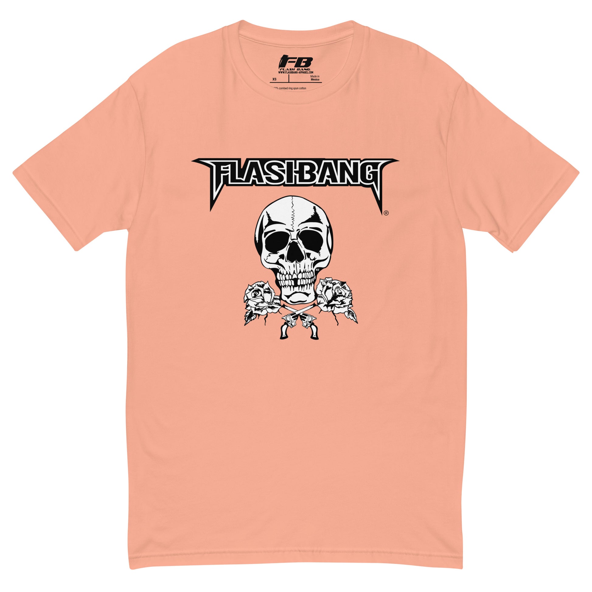 Skull and Roses RS T-shirt featuring a vintage skull and rose design - Front View - Desert Pink