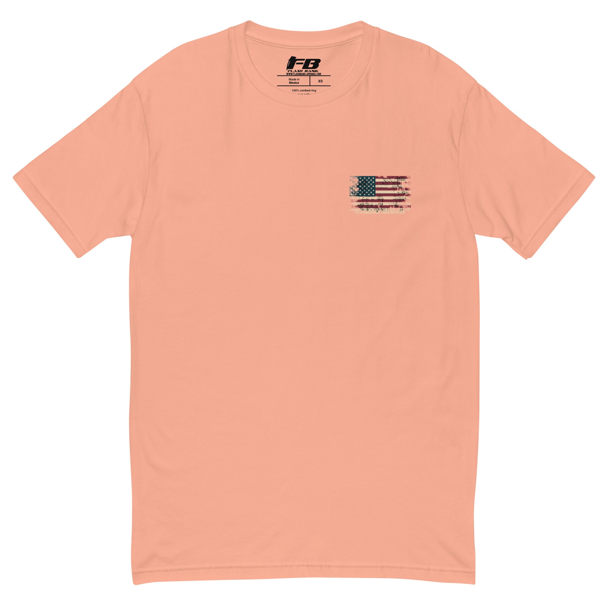US Army T-shirt with USA flag and skull design. Operator T-shirt for men - Front View - Desert Pink