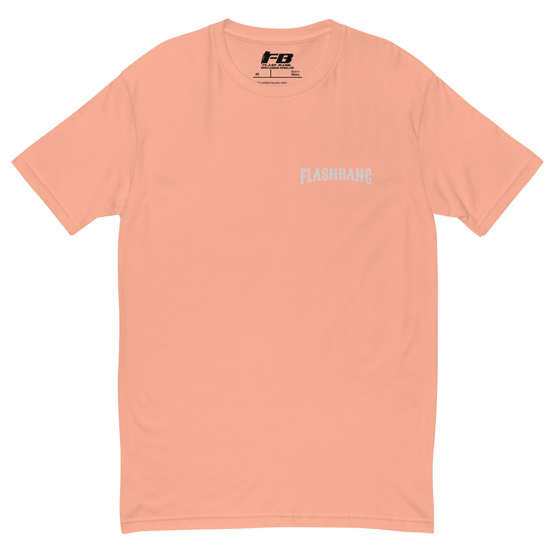 No Days Off T-shirt for veterans, featuring a rugged design. Ideal for those who wear tactical apparel with pride and strength - Front View - Desert Pink with Flashbang Text