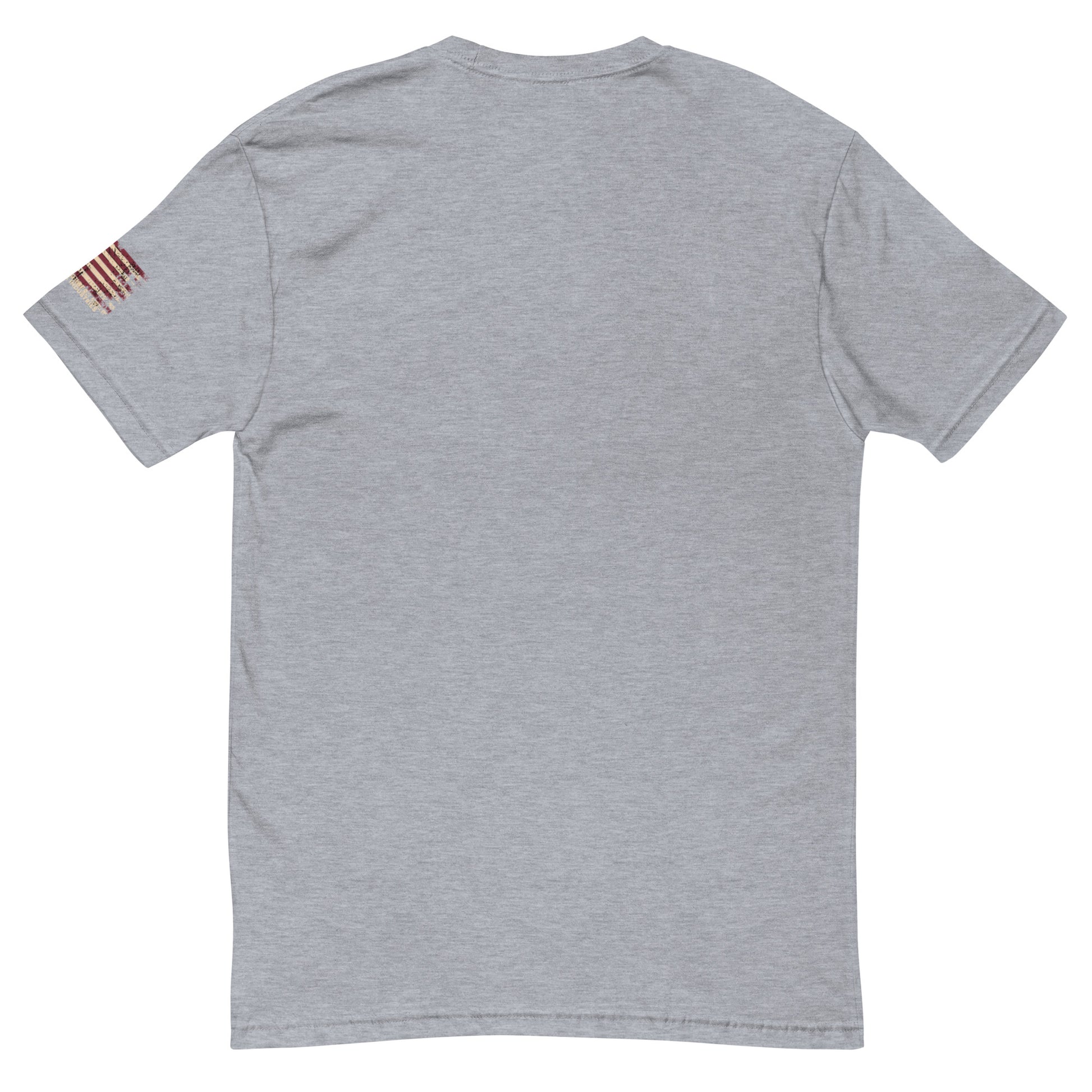 Flashbang Black Logo T-shirt featuring American flag graphic - Back View - Heather Grey