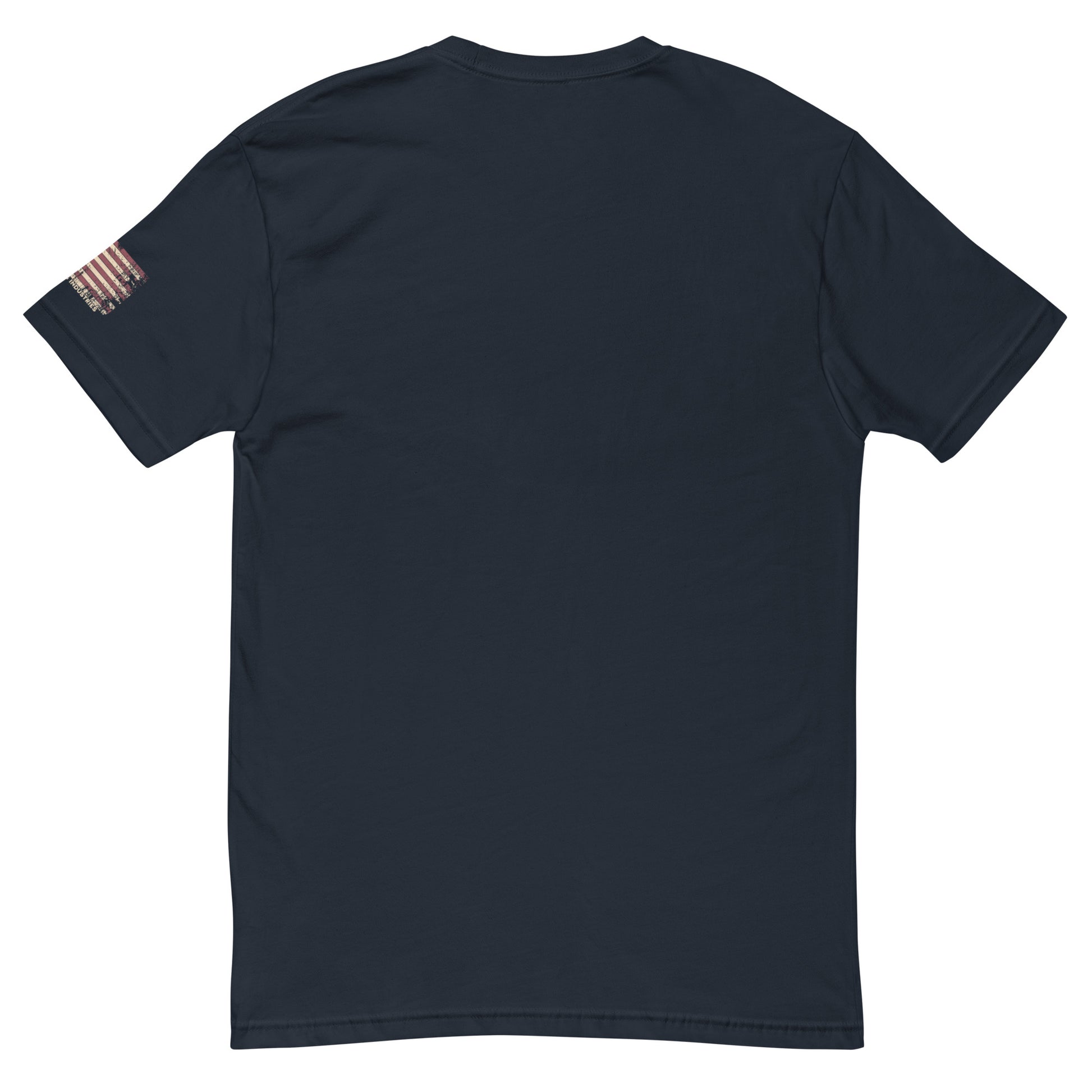 Flashbang Logo T-shirt with American flag graphic, perfect for honoring police and military veterans with durability and comfort - Back View - Midnight Navy