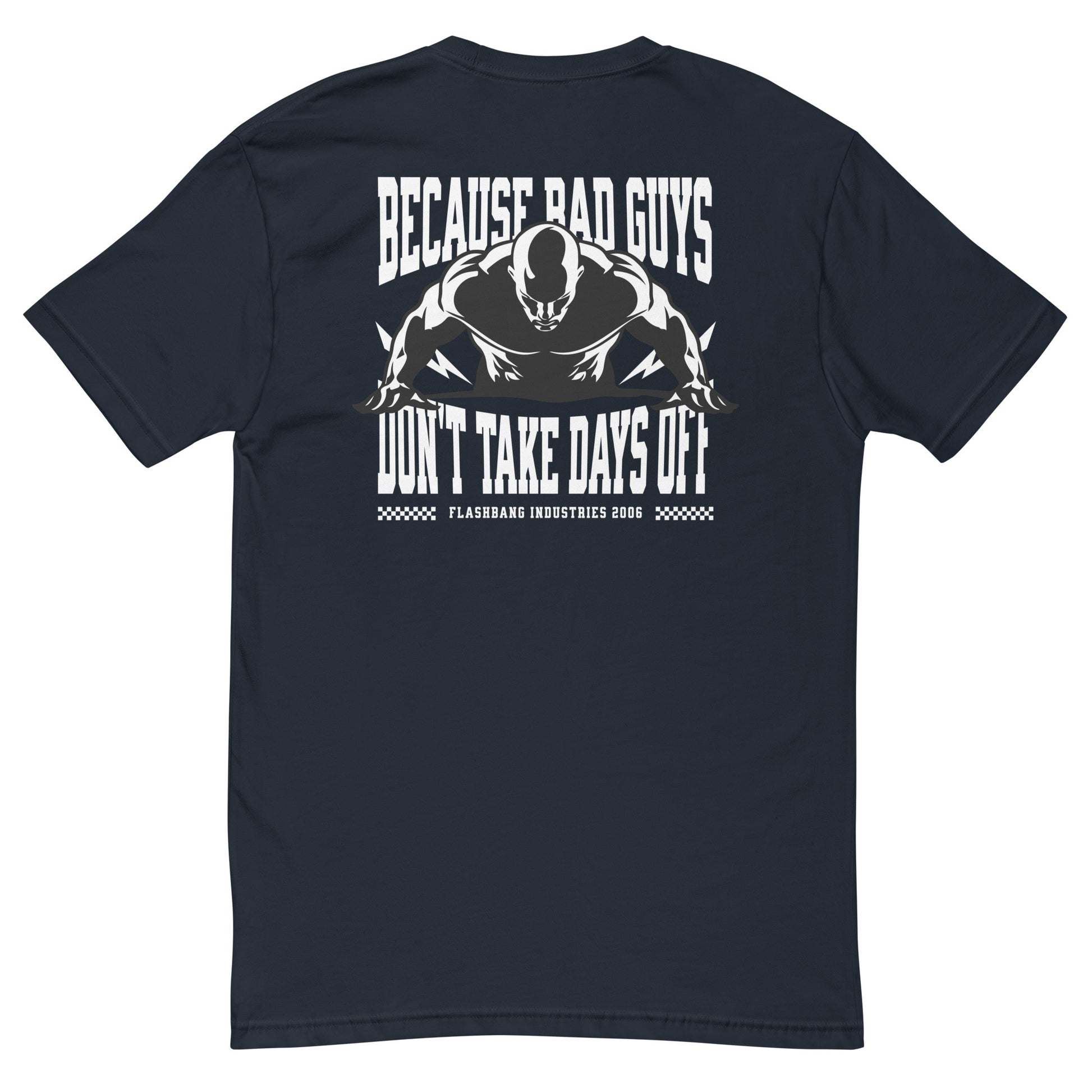 No Days Off T-shirt for veterans, featuring a rugged design. Ideal for those who wear tactical apparel with pride and strength - Back View - Midnight Navy