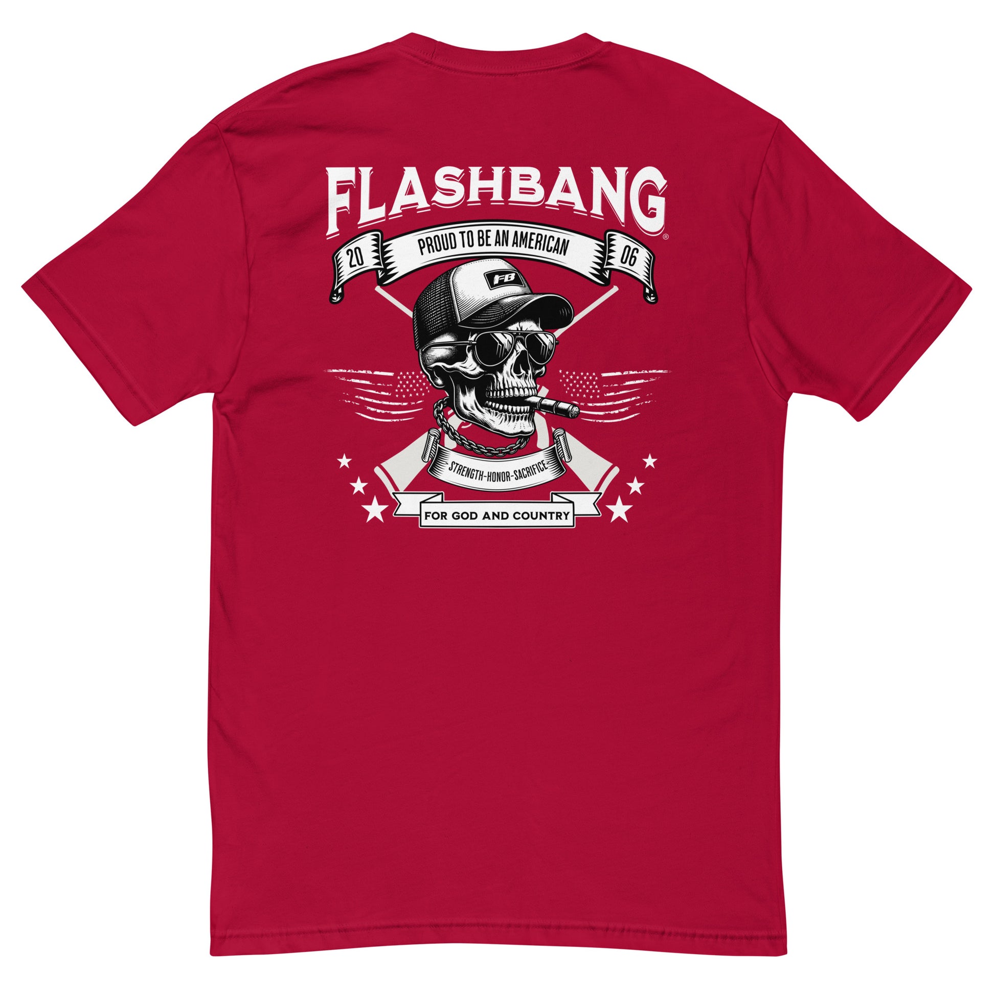 Proud American T-shirt with American flag graphic - Back View - Red