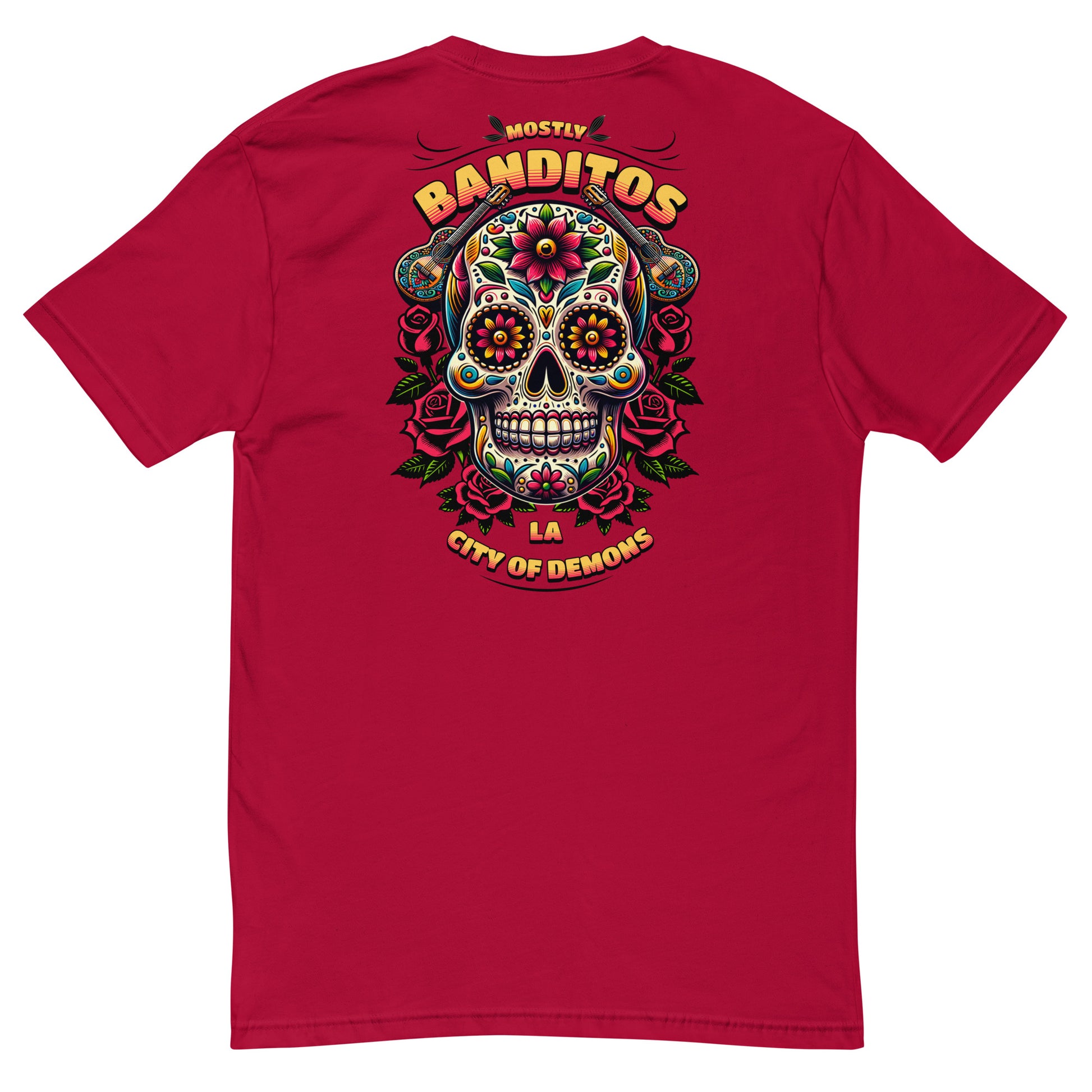 Banditos T-shirt – Skull Design for Men – Patriotic Style - Back View - Red