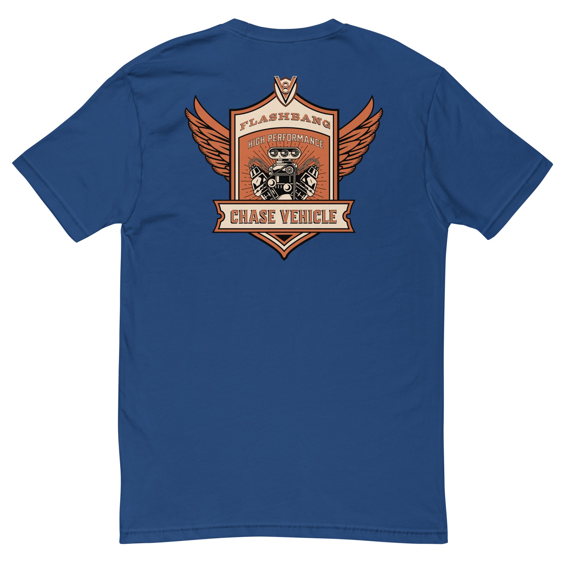 Chase Vehicle T-shirt, police graphic tee designed for men with pride and purpose - Back View - Royal Blue
