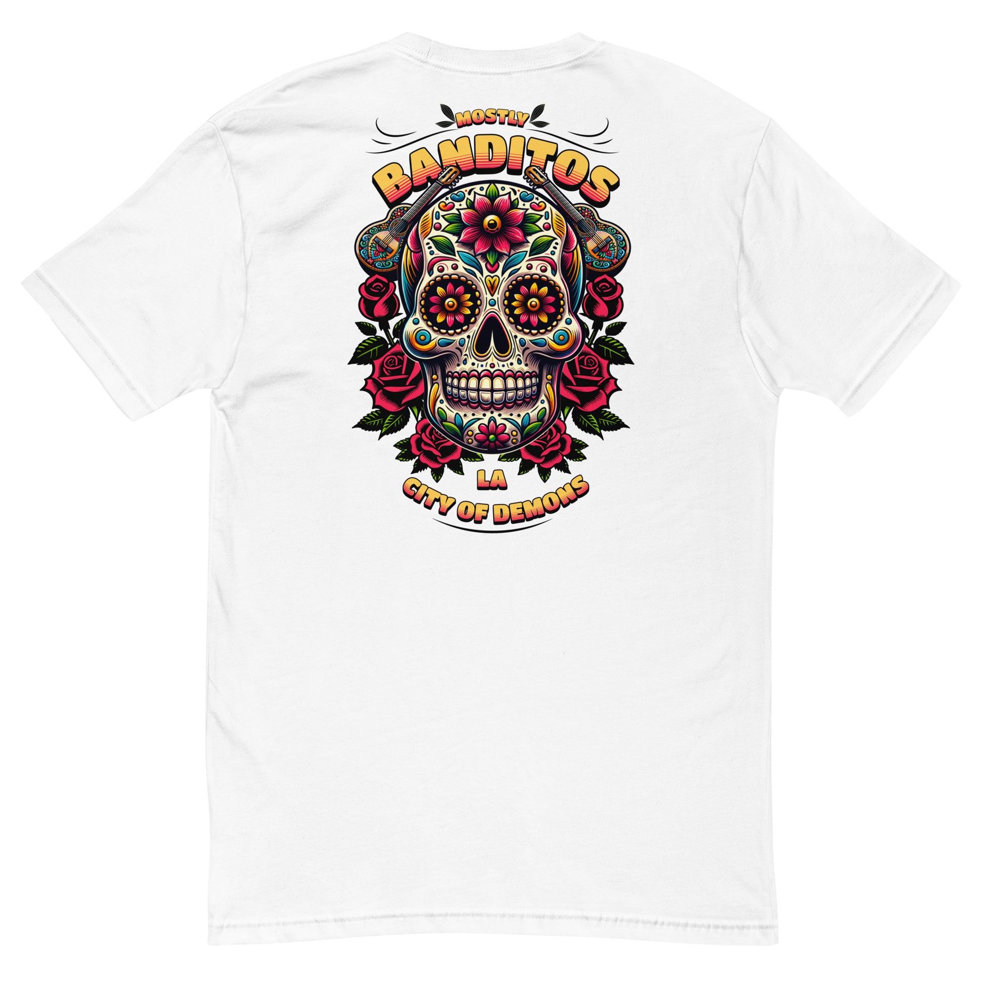 Banditos T-shirt – Skull Design for Men – Patriotic Style - Back View - White