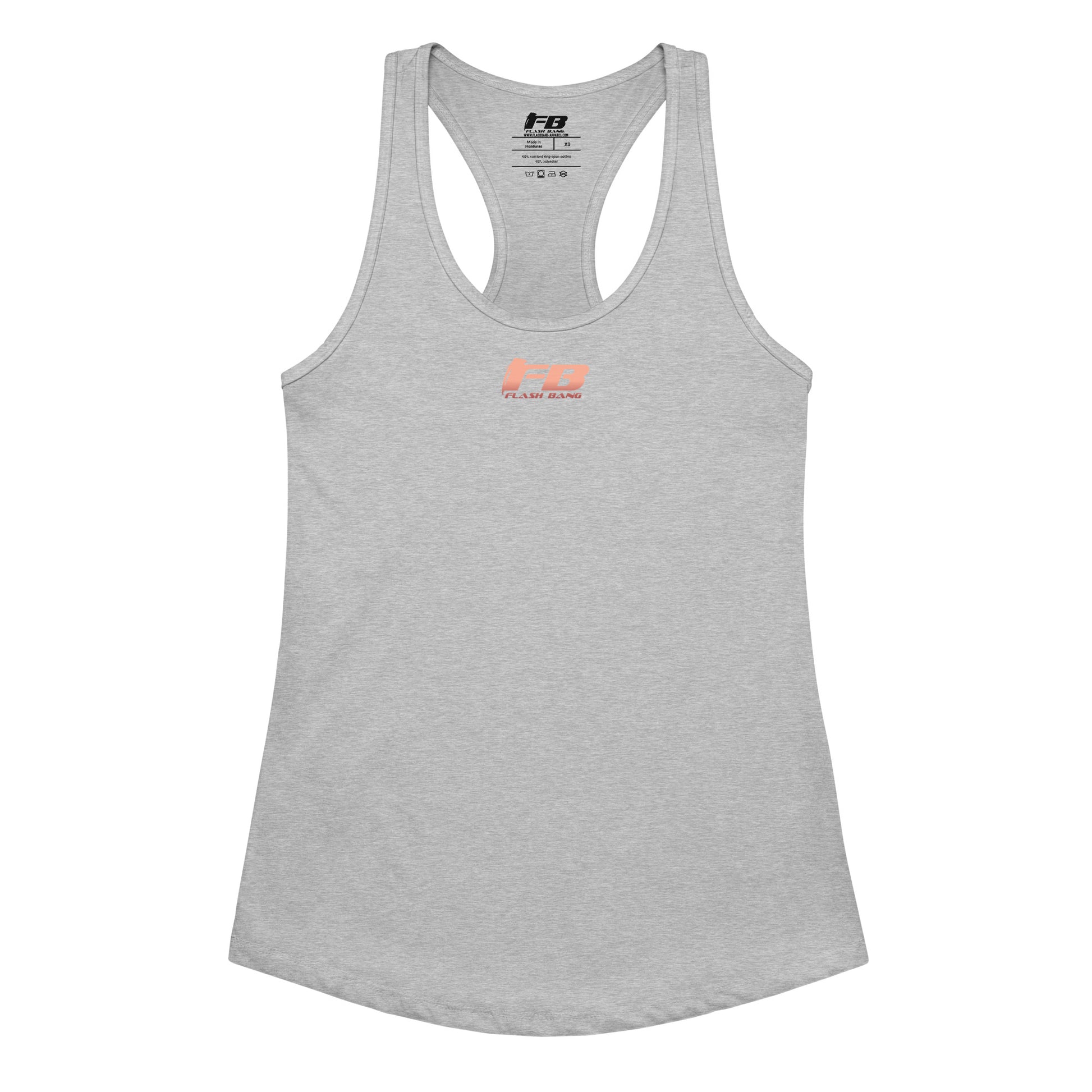 Gray tank top with a logo on a white background