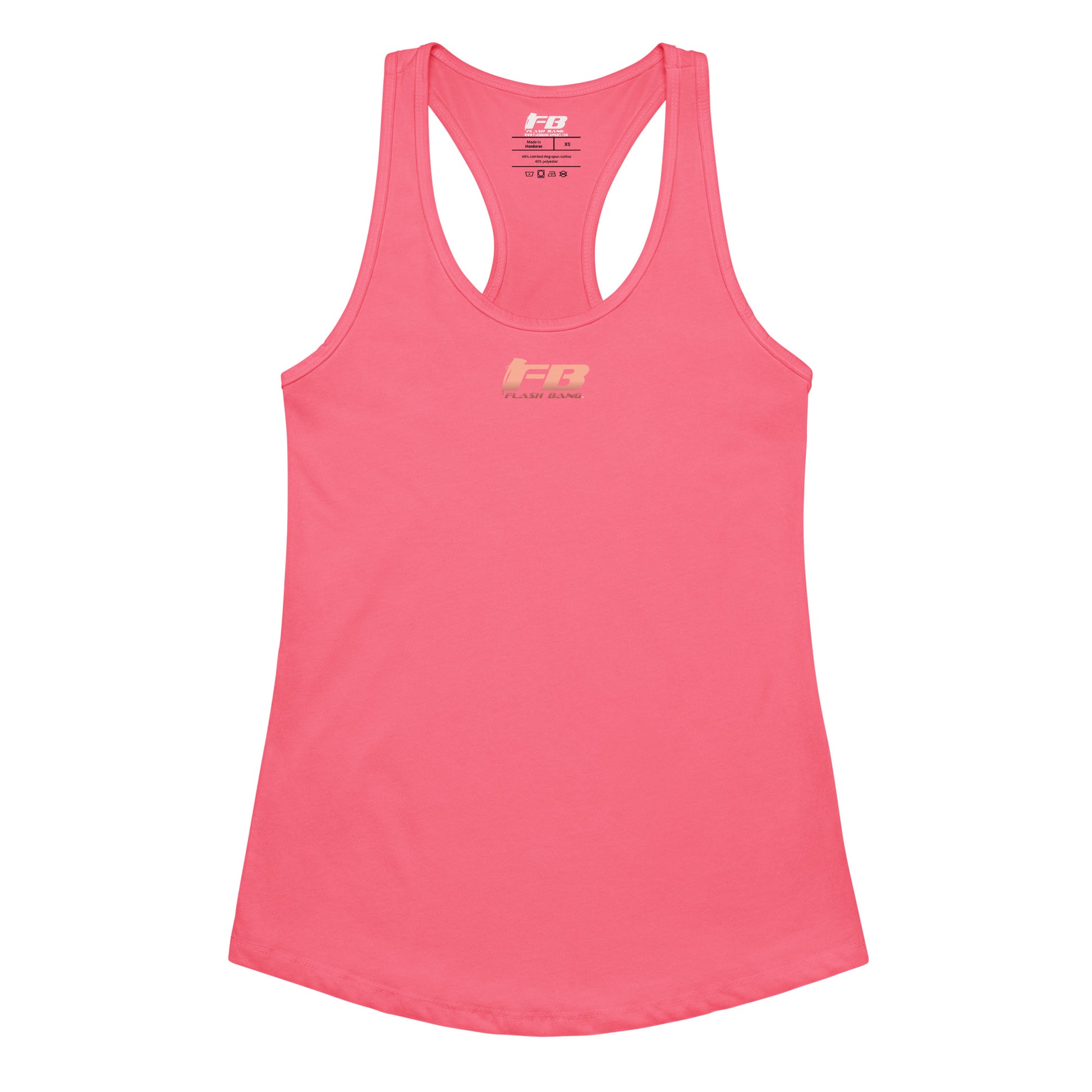 Pink tank top with a logo on a white background