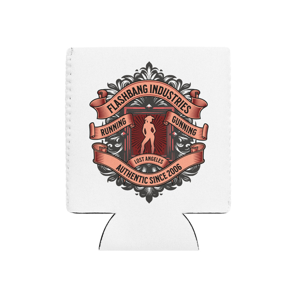 White can cooler with 'Flashbang Industries' logo on a white background