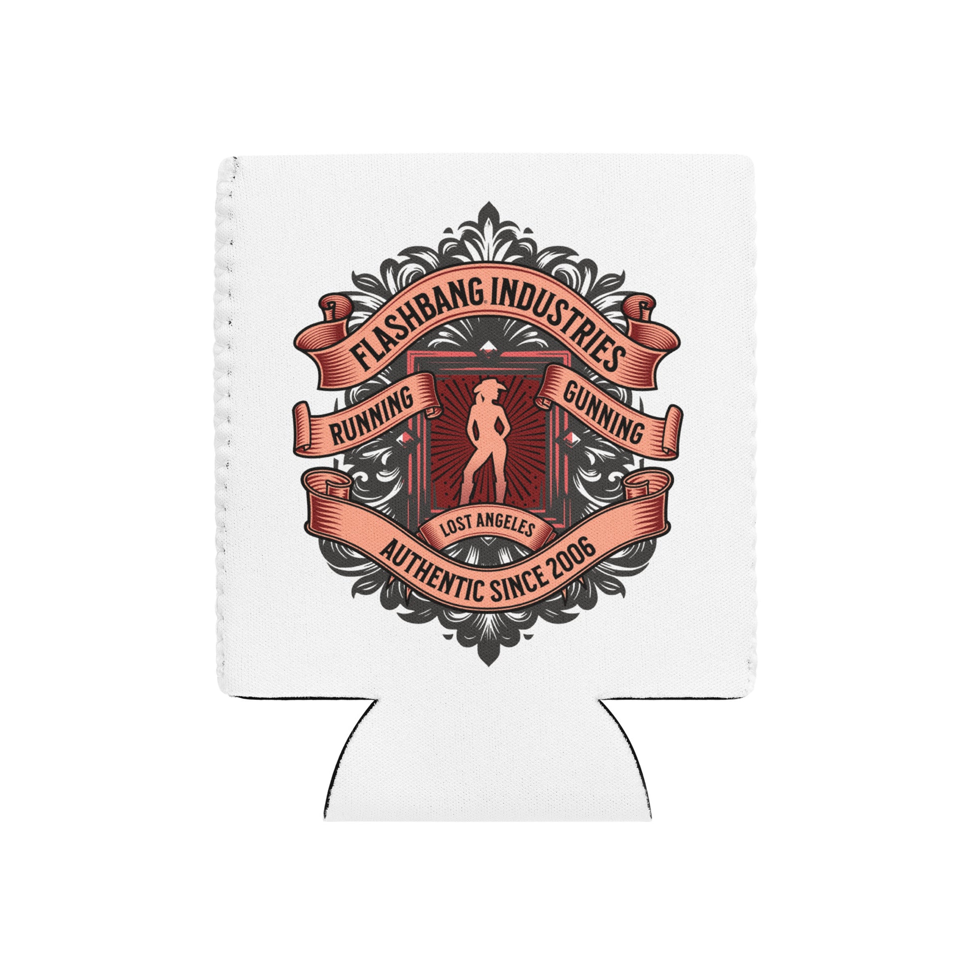 White can cooler with 'Flashbang Industries' logo on a white background
