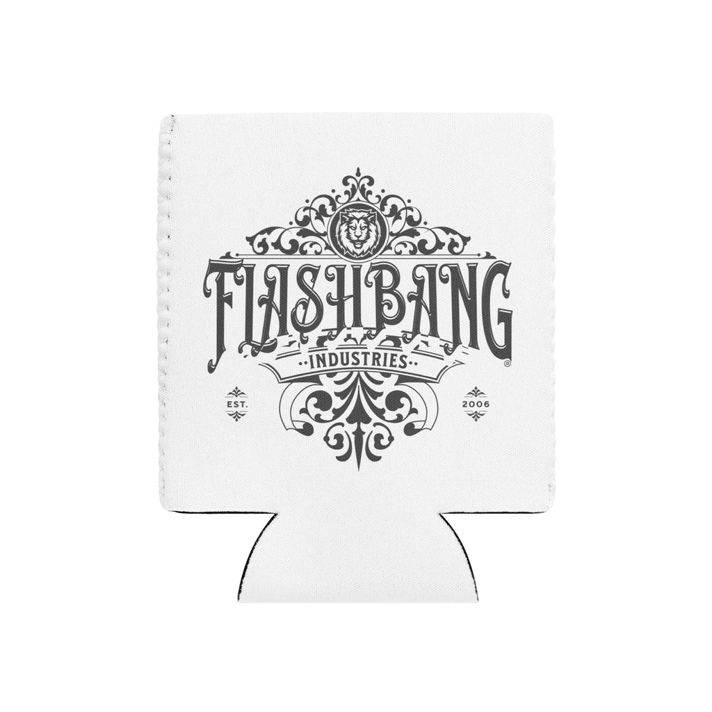 White can cooler with 'Flashbang Industries' logo on a white background