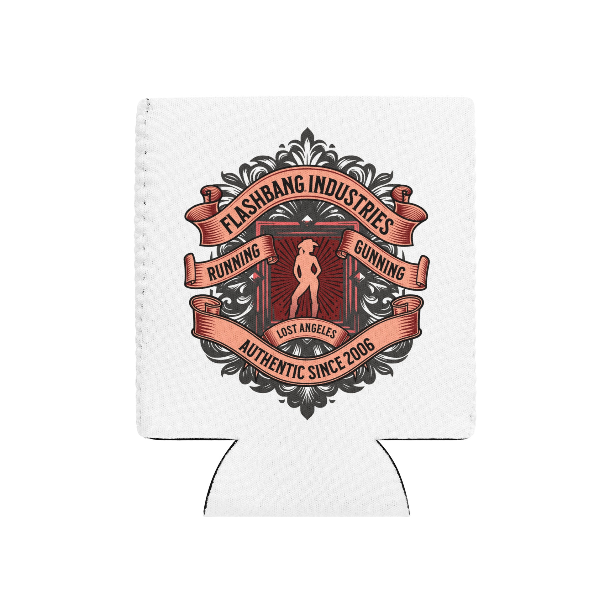 White can cooler with 'Flashbang Industries' logo on a white background