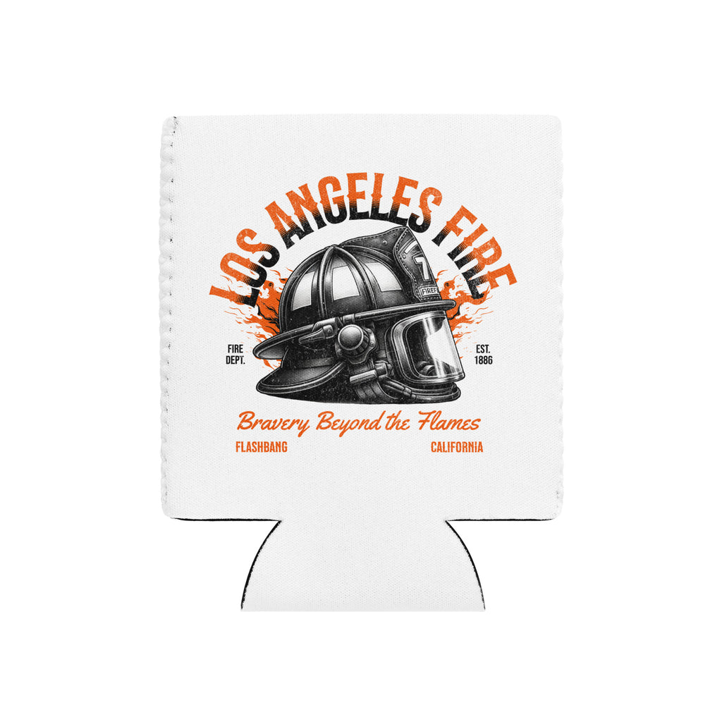Koozie with Los Angeles Fire Department design on a white background