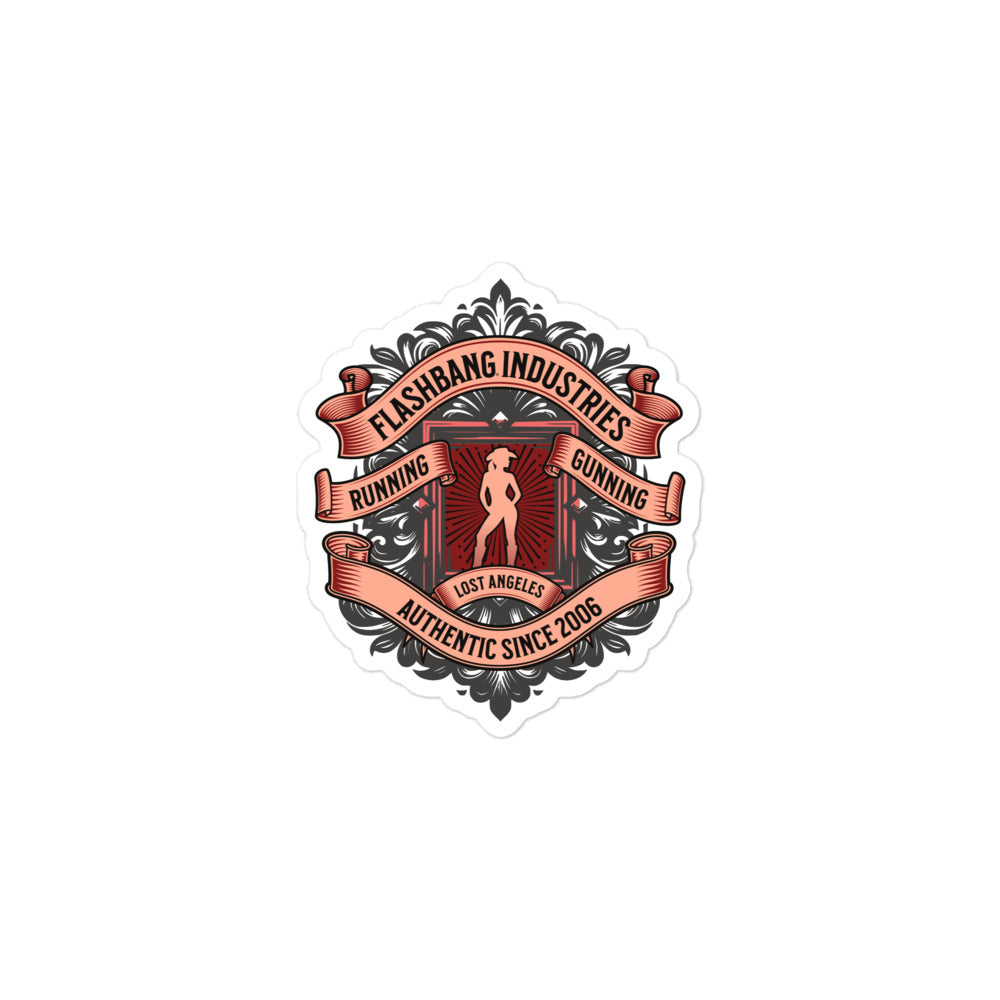 Logo of Flashbang Industries with decorative elements on a white background