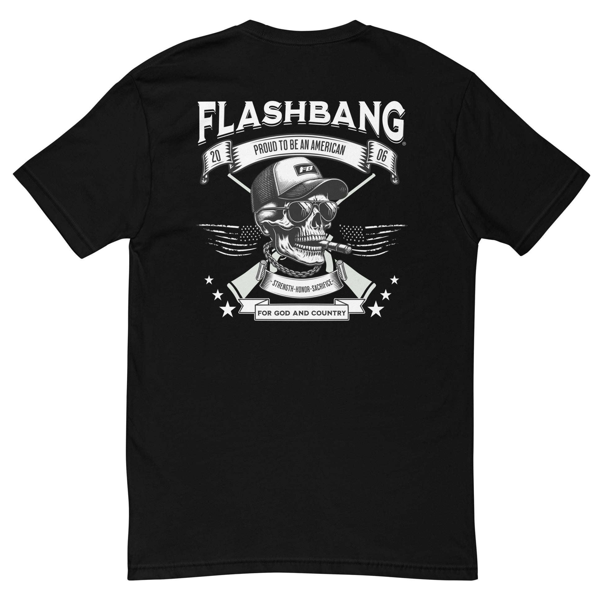 Proud American T-shirt with American flag graphic - Back View - Black
