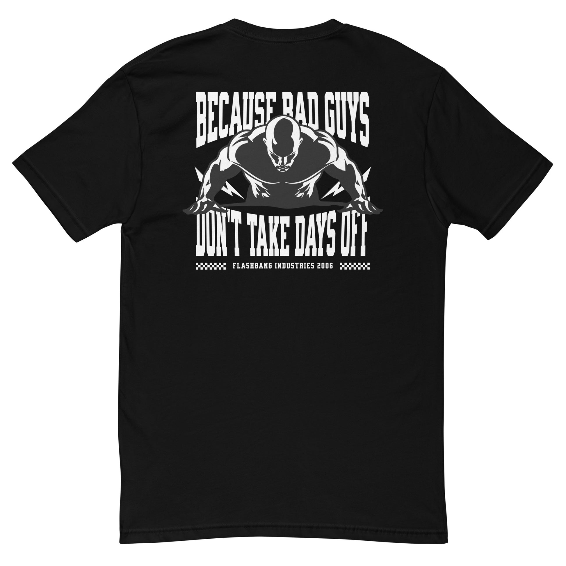 No Days Off T-shirt for veterans, featuring a rugged design. Ideal for those who wear tactical apparel with pride and strength - Back View - Black