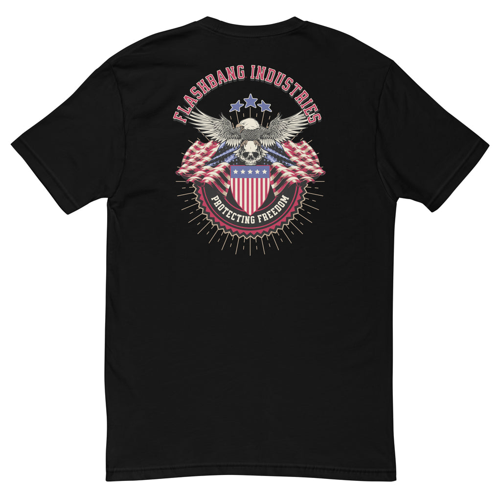 Freedom T-shirt – USA Flag Design for Men – Patriotic Shirt for Veterans - Back View - Black
