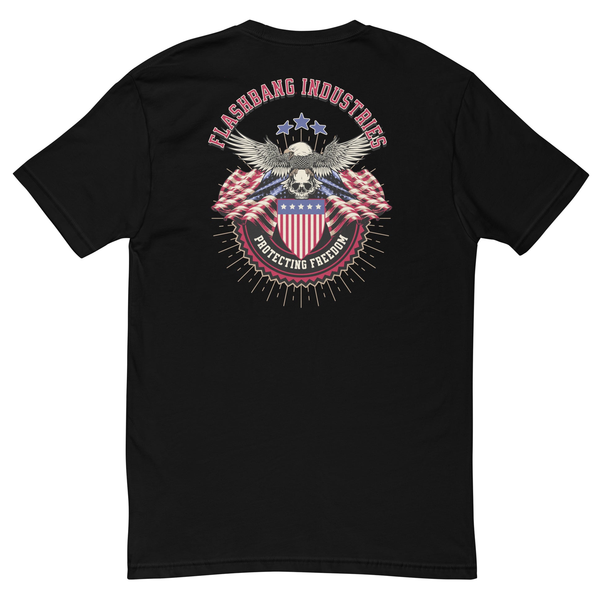 Freedom T-shirt – USA Flag Design for Men – Patriotic Shirt for Veterans - Back View - Black