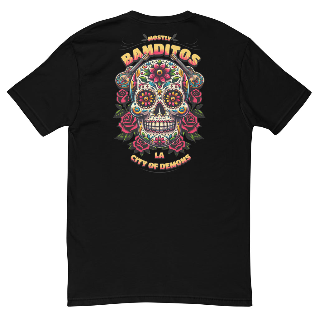 Banditos T-shirt – Skull Design for Men – Patriotic Style - Back View - Black