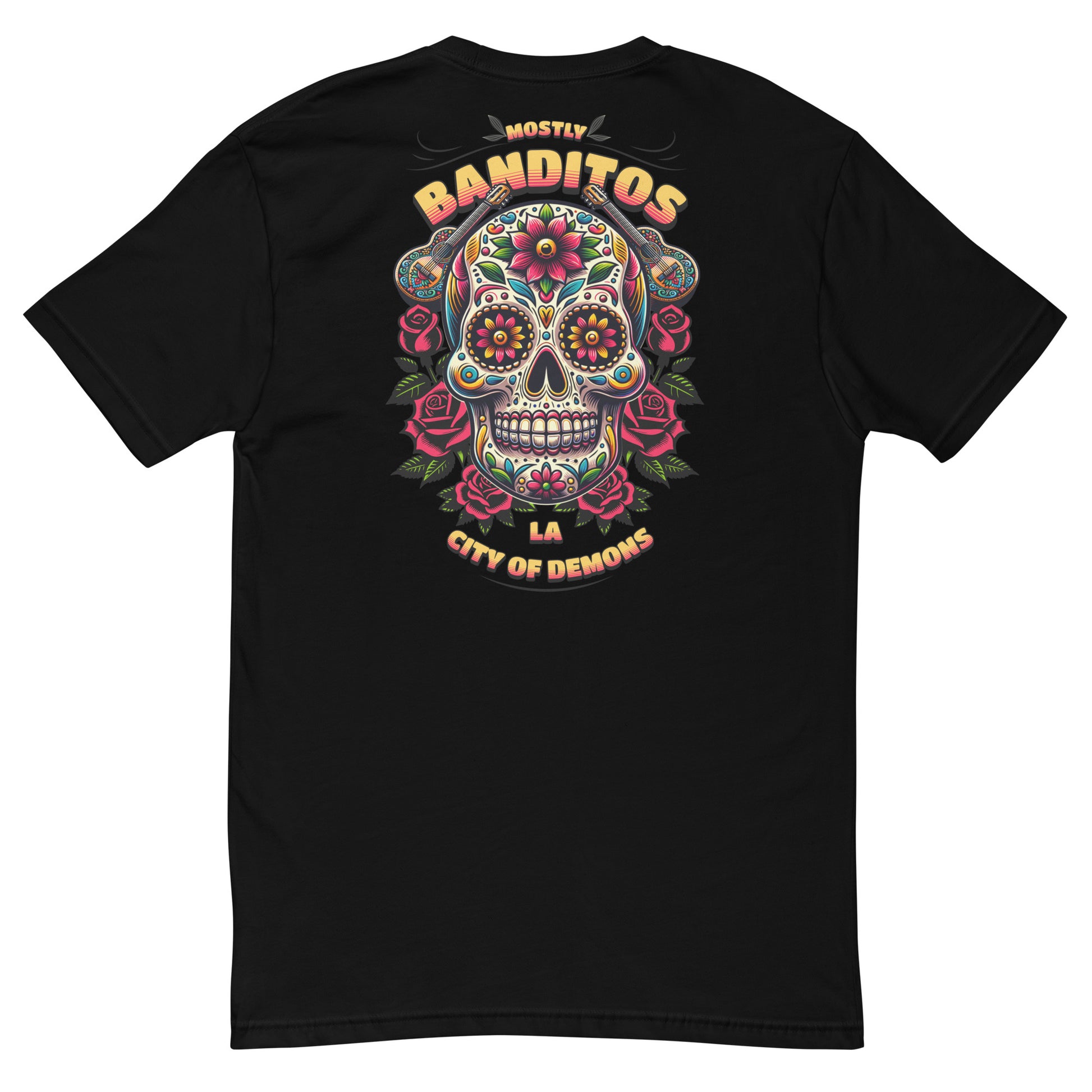 Banditos T-shirt – Skull Design for Men – Patriotic Style - Back View - Black