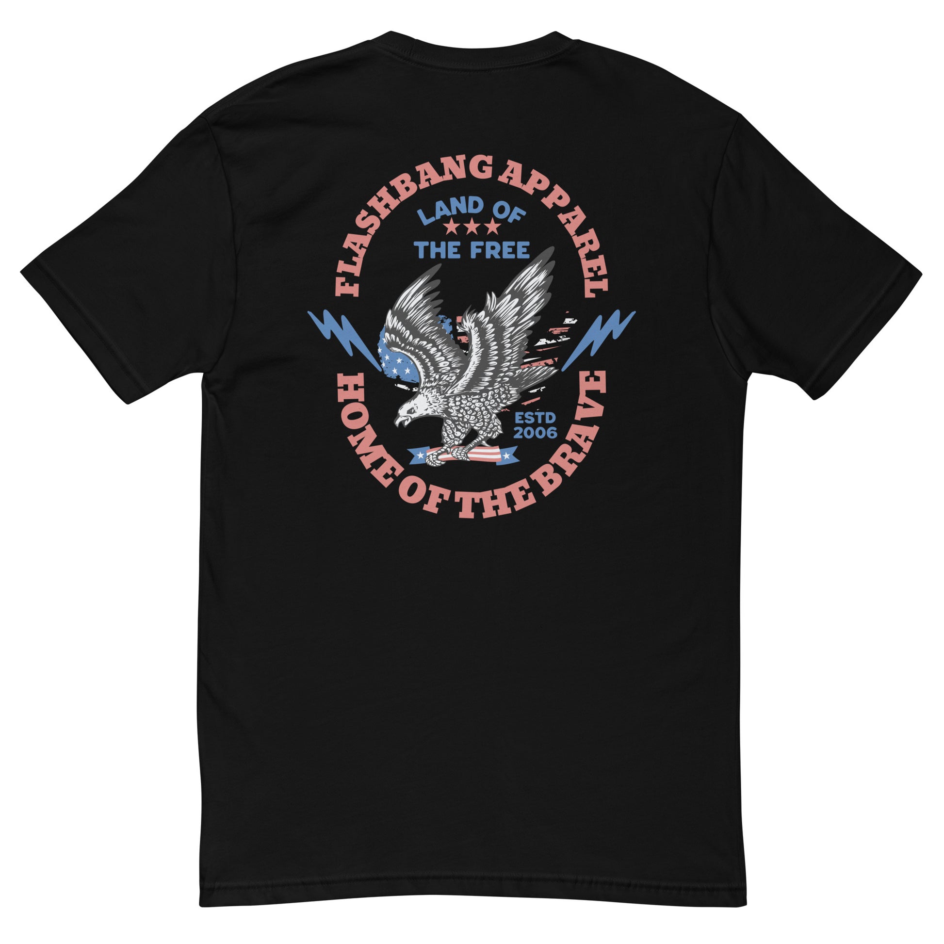 Home of the Brave T-shirt with an eagle  - Back View - Black