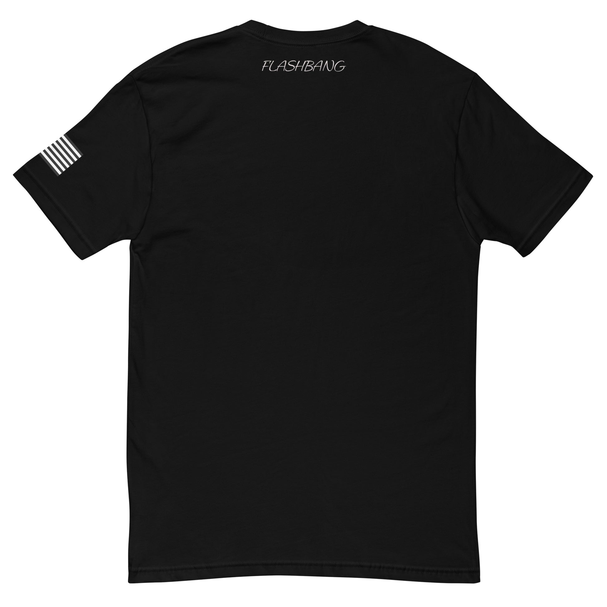 Stay Humble T-shirt with graphic design for men, featuring bold lettering - Back View - Black with Flashbang Text 