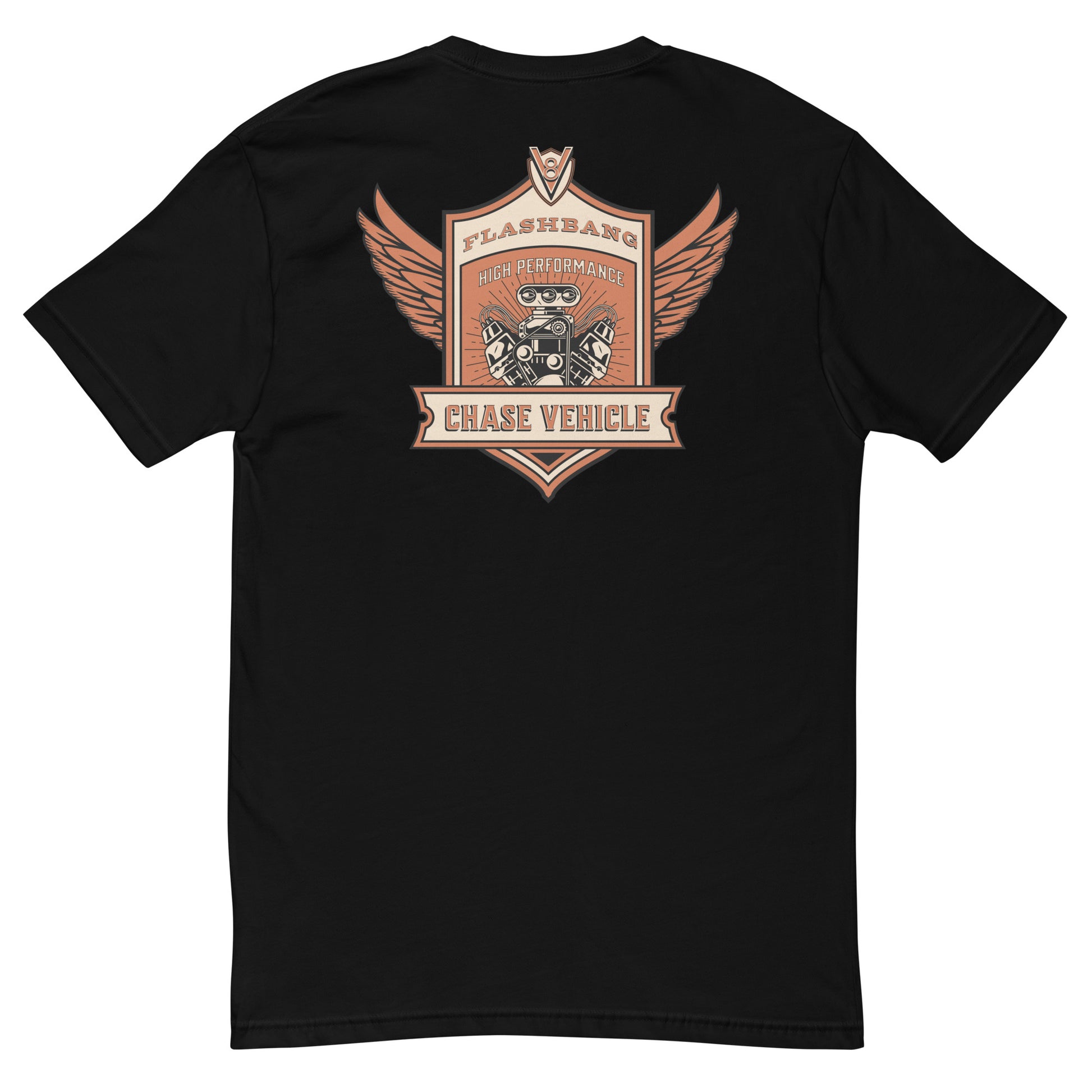 Chase Vehicle T-shirt, police graphic tee designed for men with pride and purpose - Back View - Black