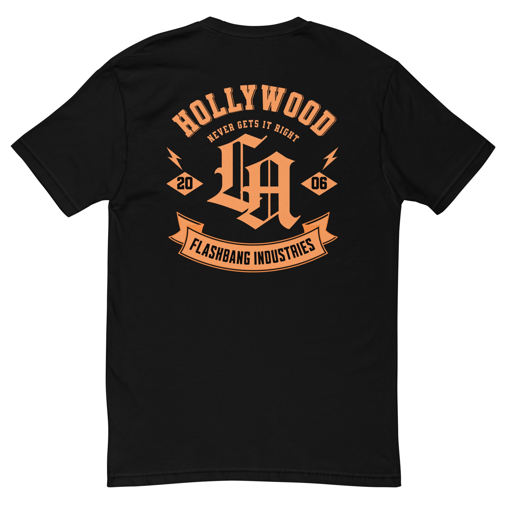 Hollywood Never Gets It Right T-shirt featuring a bold LA graphic and Hollywood vintage tees - Back View - Black