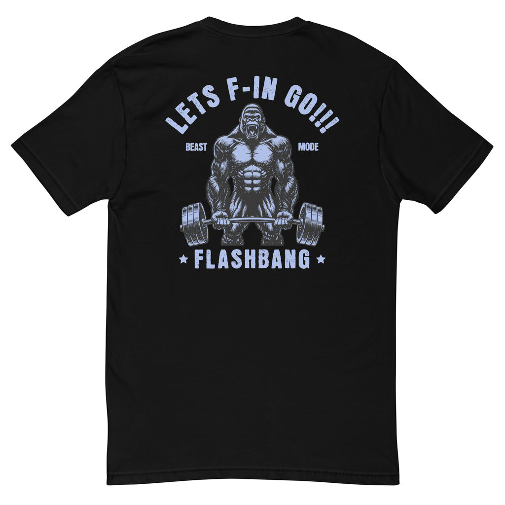 Beast Mode T-shirt with a gorilla graphic, designed as a fitness motivation shirt for gym-goers and muscle tee lovers - Back View - Black