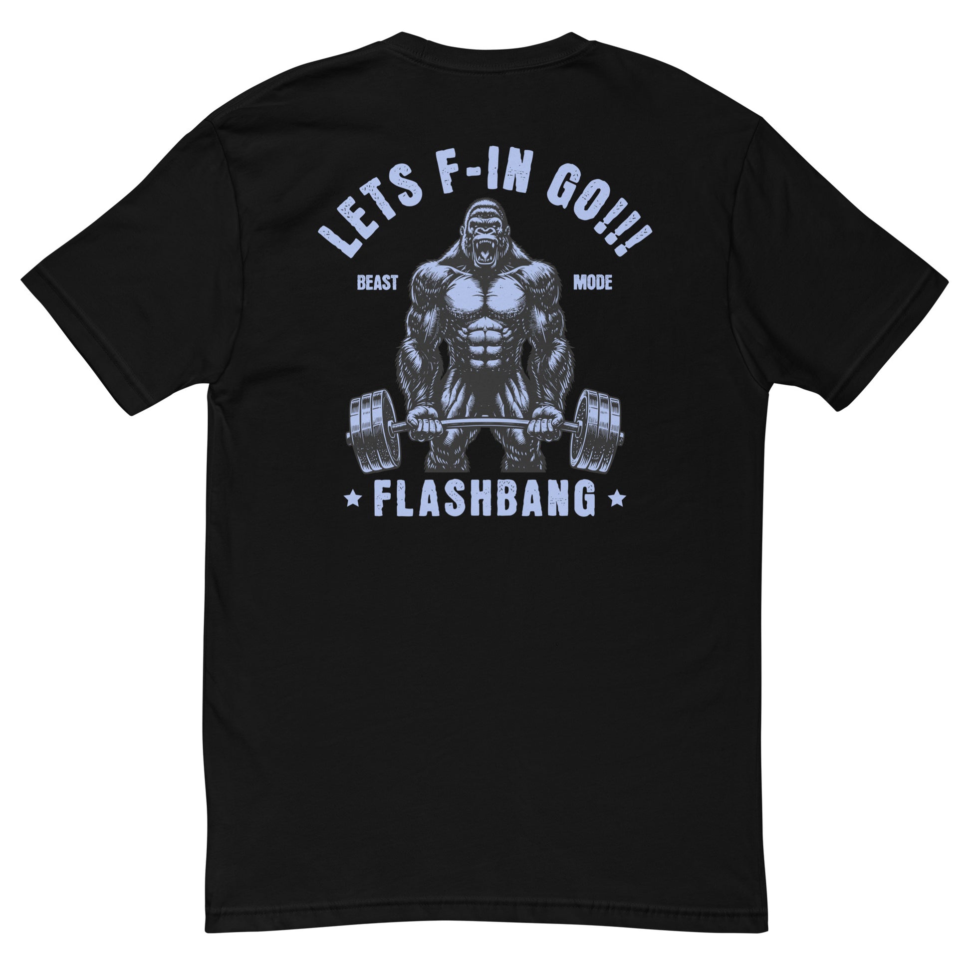 Beast Mode T-shirt with a gorilla graphic, designed as a fitness motivation shirt for gym-goers and muscle tee lovers - Back View - Black