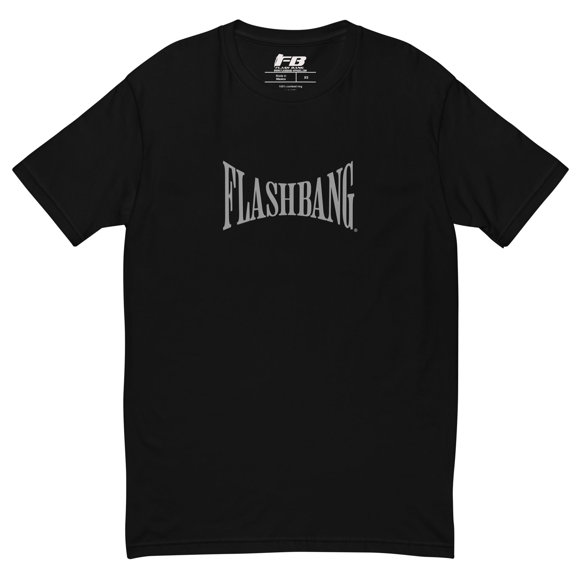Warrior T-shirt - Train Hard Stay Ready. Veteran support, rugged durability, and powerful quotes for men who train hard - Front View - Black with Flashbang Text