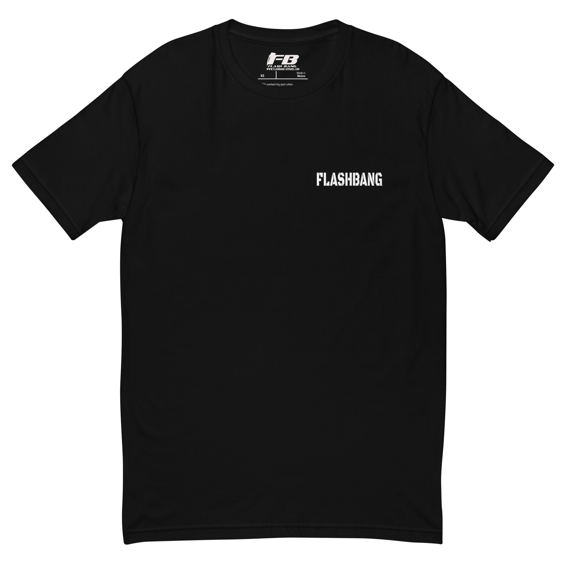 Earned Not Issued T-shirt with Spartan graphic, ideal for men who love powerlifting, weightlifting, and fitness motivation quotes - Front View - Black with Flashbang Text