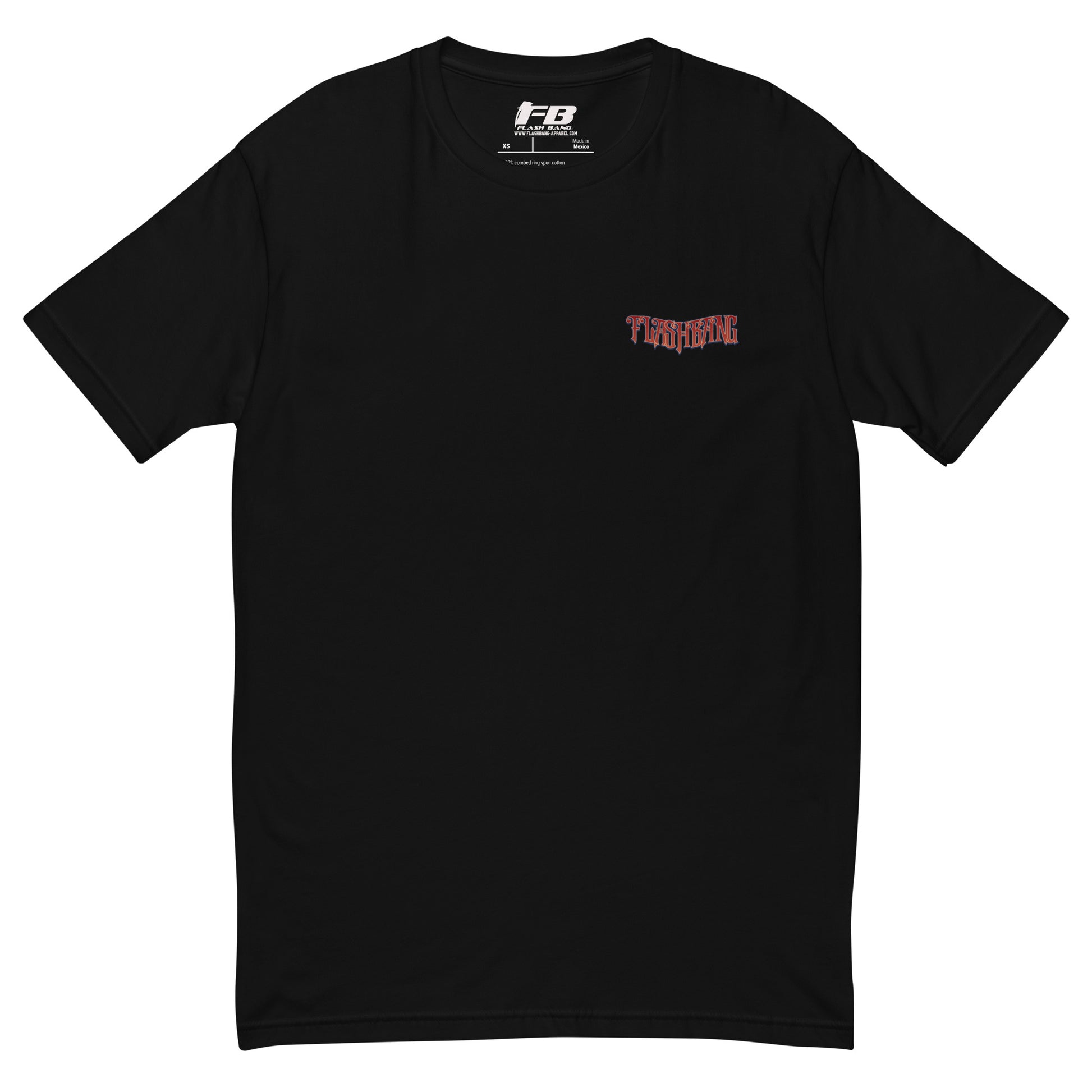 Modern Day Samurai T-shirt featuring a bold samurai graphic, designed for men who admire samurai culture and warrior strength - Front View - Black with Flashbang Text