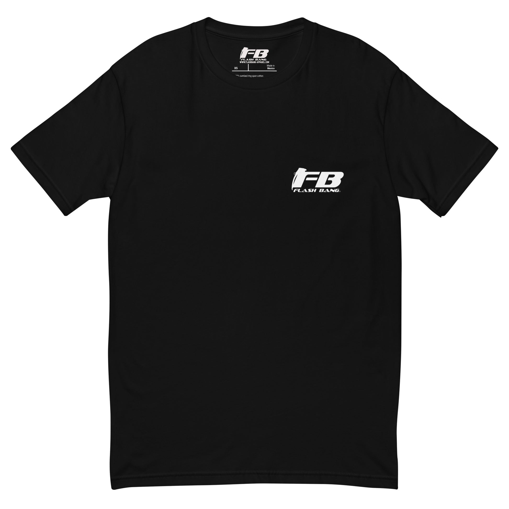 Freedom T-shirt – USA Flag Design for Men – Patriotic Shirt for Veterans - Front View -Black with Flashbang Text