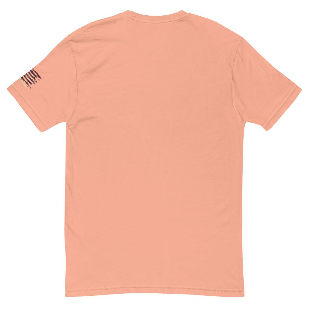 Flashbang Black Logo T-shirt featuring American flag graphic - Back View - Desert Pink