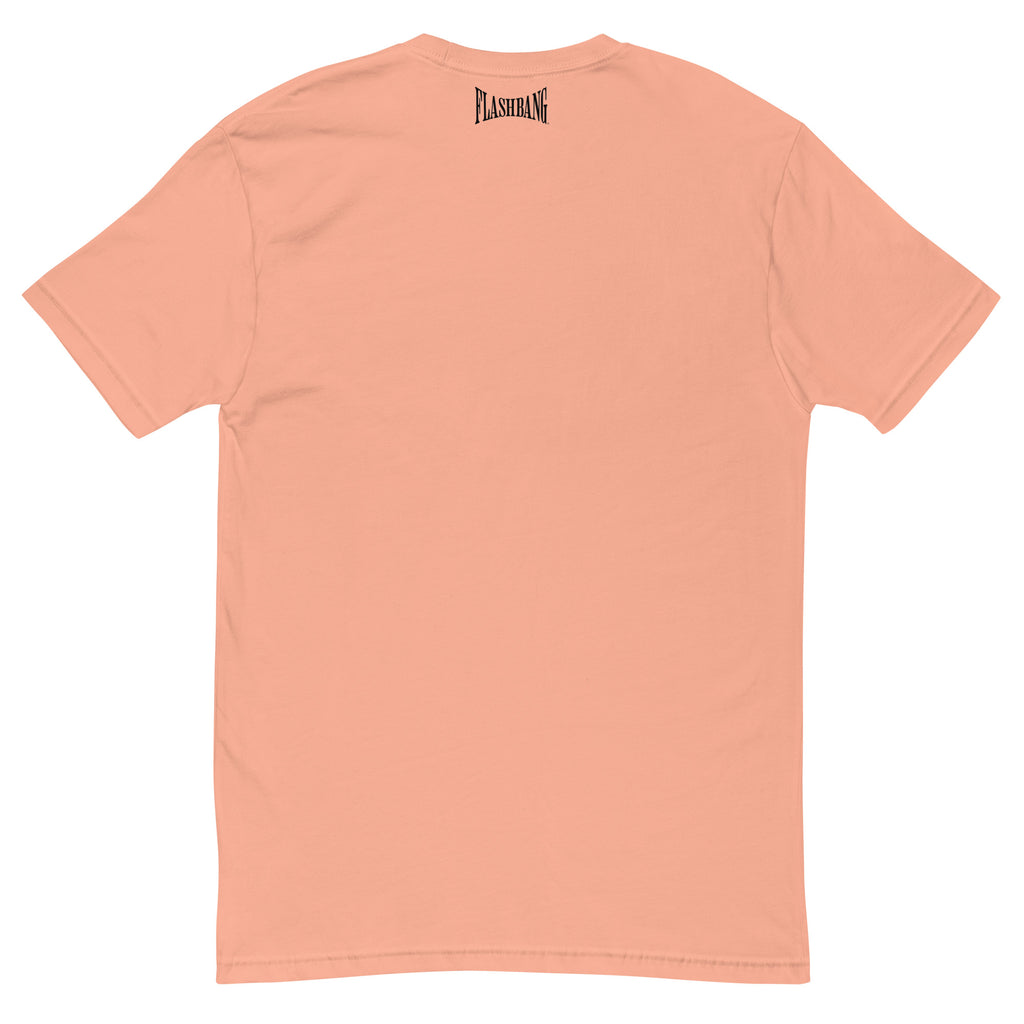Flashbang Warp Black Logo T-shirt - Military Tribute Design for Veterans and Patriotic Supporters - Back View -  Desert Pink