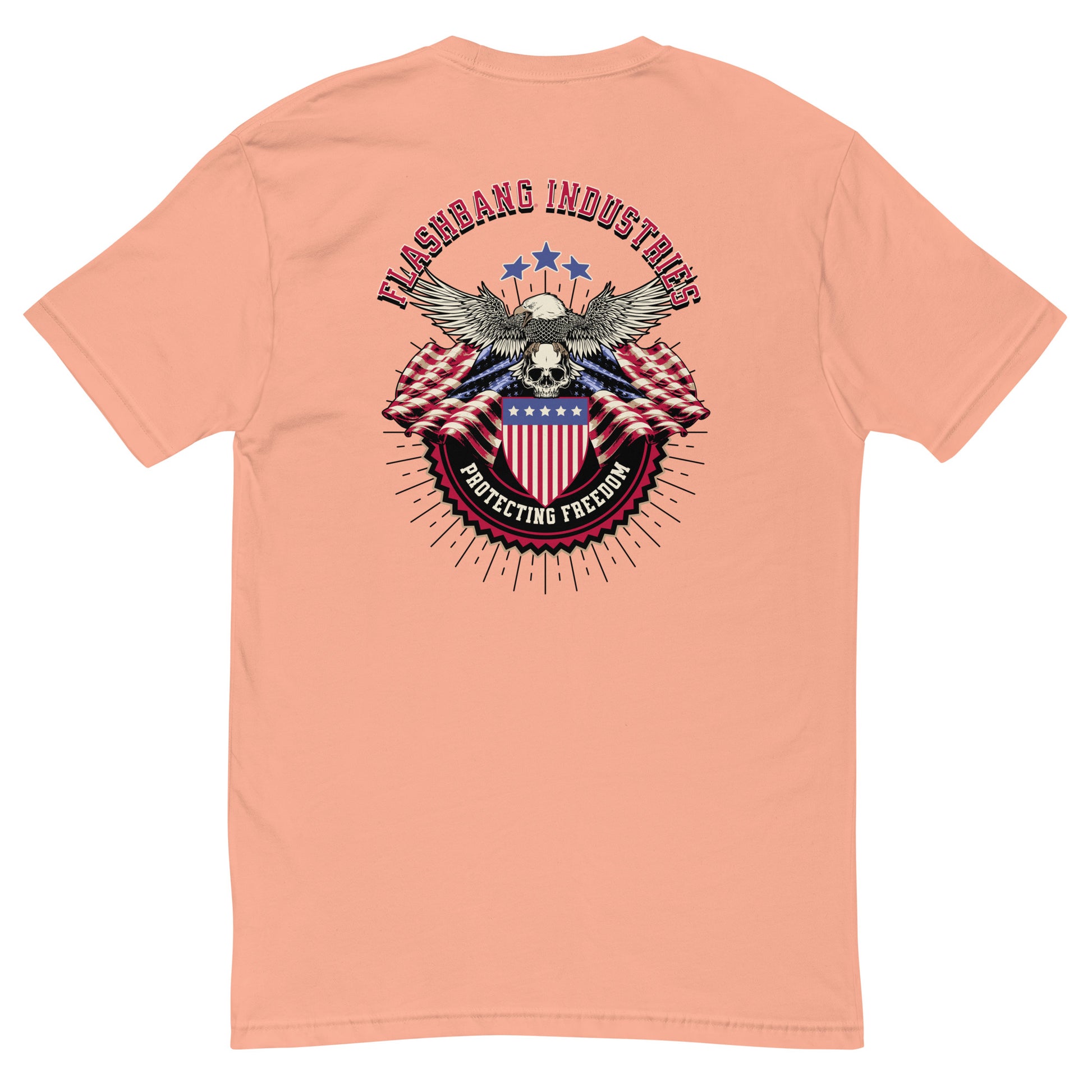 Freedom Lite T-shirt - USA Flag Design with Patriotic Quote - Back View -  Desert Pink