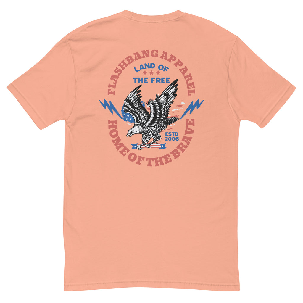 Home of the Brave T-shirt with an eagle  - Back View -  Desert Pink