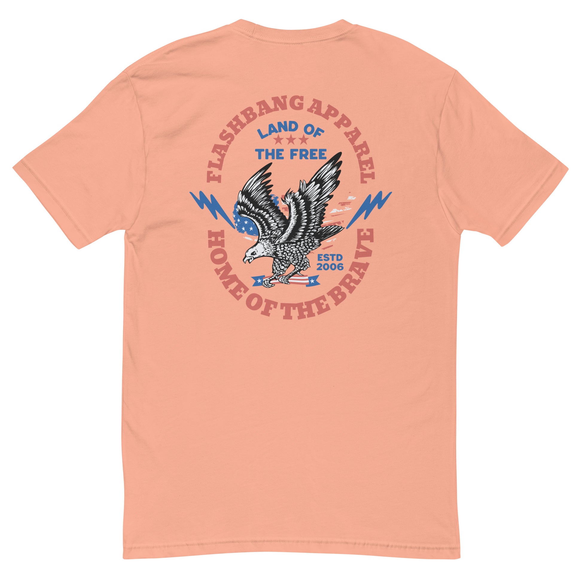 Home of the Brave T-shirt with an eagle  - Back View -  Desert Pink