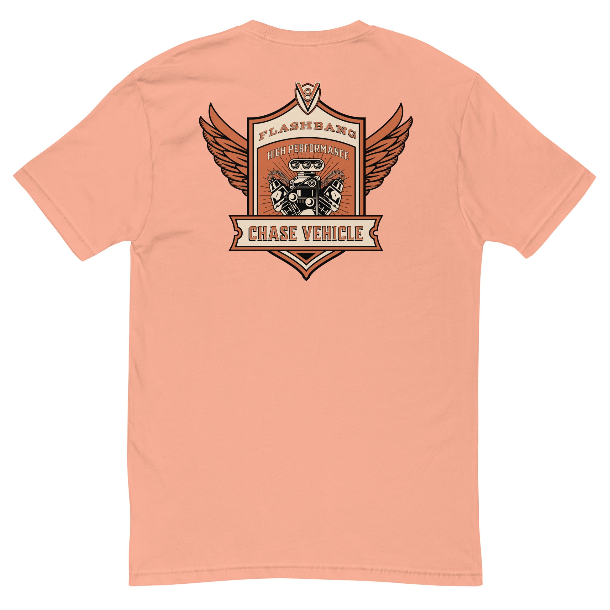 Chase Vehicle T-shirt, police graphic tee designed for men with pride and purpose - Back View - Desert Pink