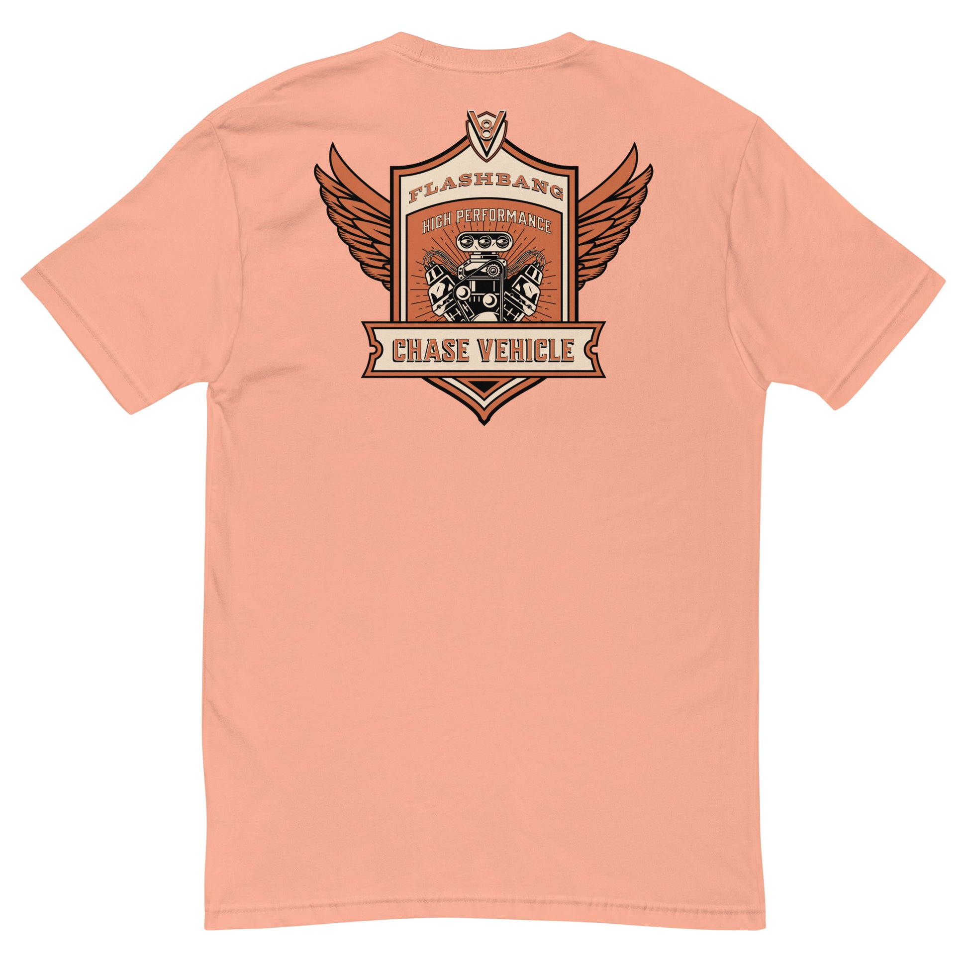 Chase Vehicle Lite T-shirt, police-inspired design symbolizing duty and pride - Back View - Desert Pink