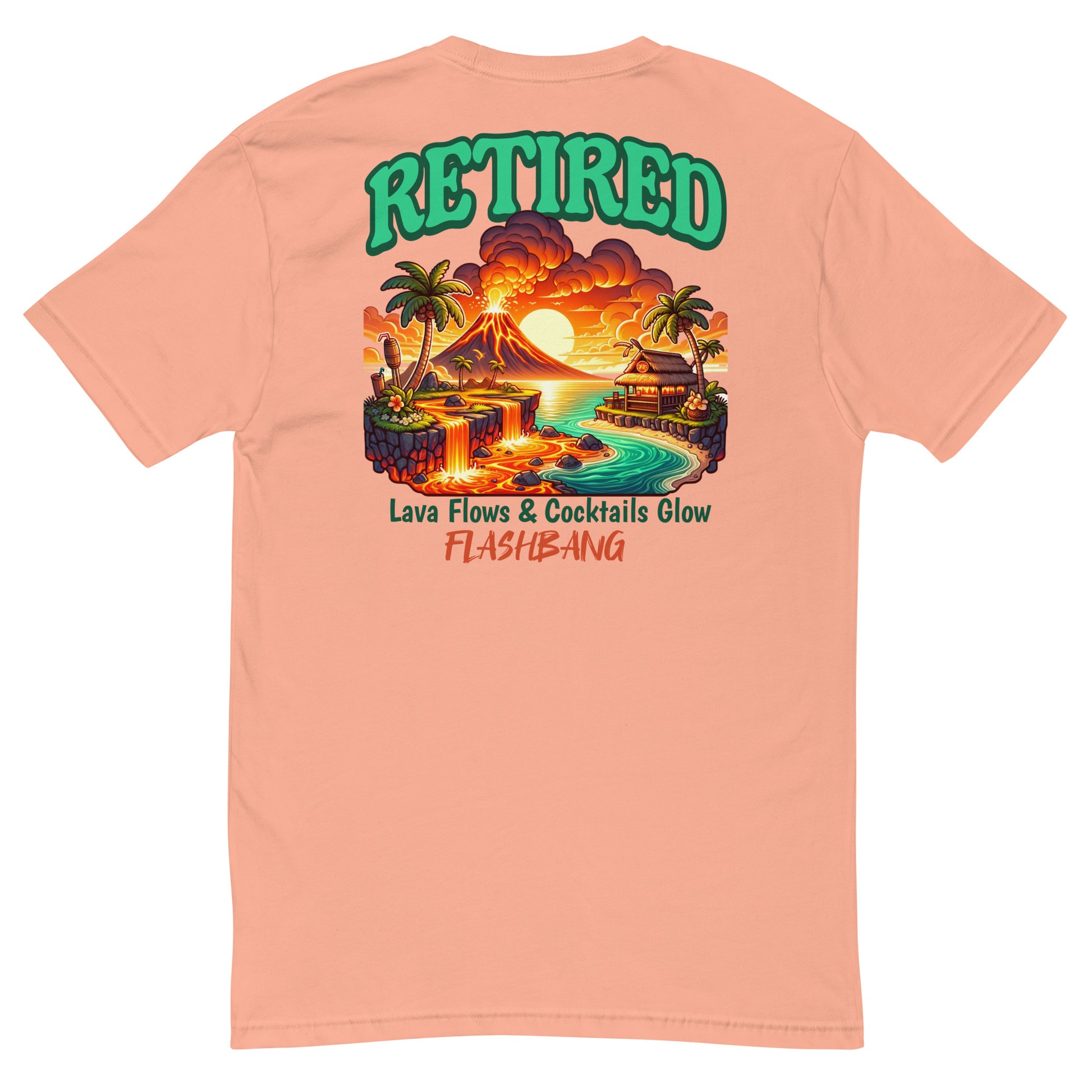 Retired Lite T-Shirt with bold graphic design, perfect retirement tee shirt for veterans - Back View - Desert Pink