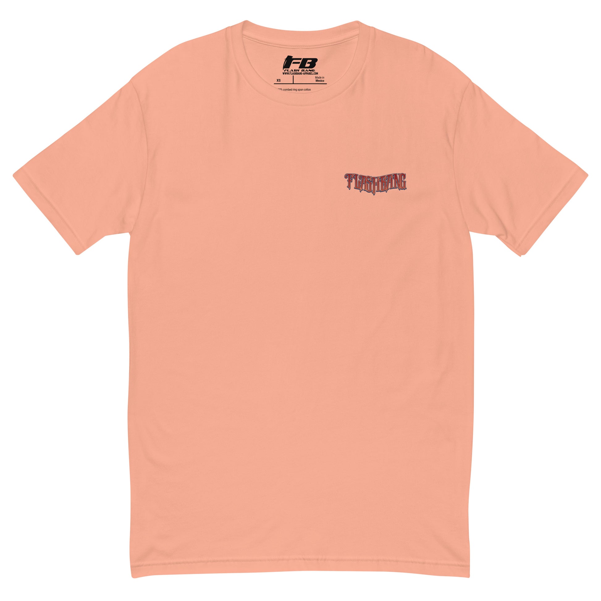 Modern Day Samurai T-shirt featuring a bold samurai graphic, designed for men who admire samurai culture and warrior strength - Front View - Desert Pink with Flashbang Text