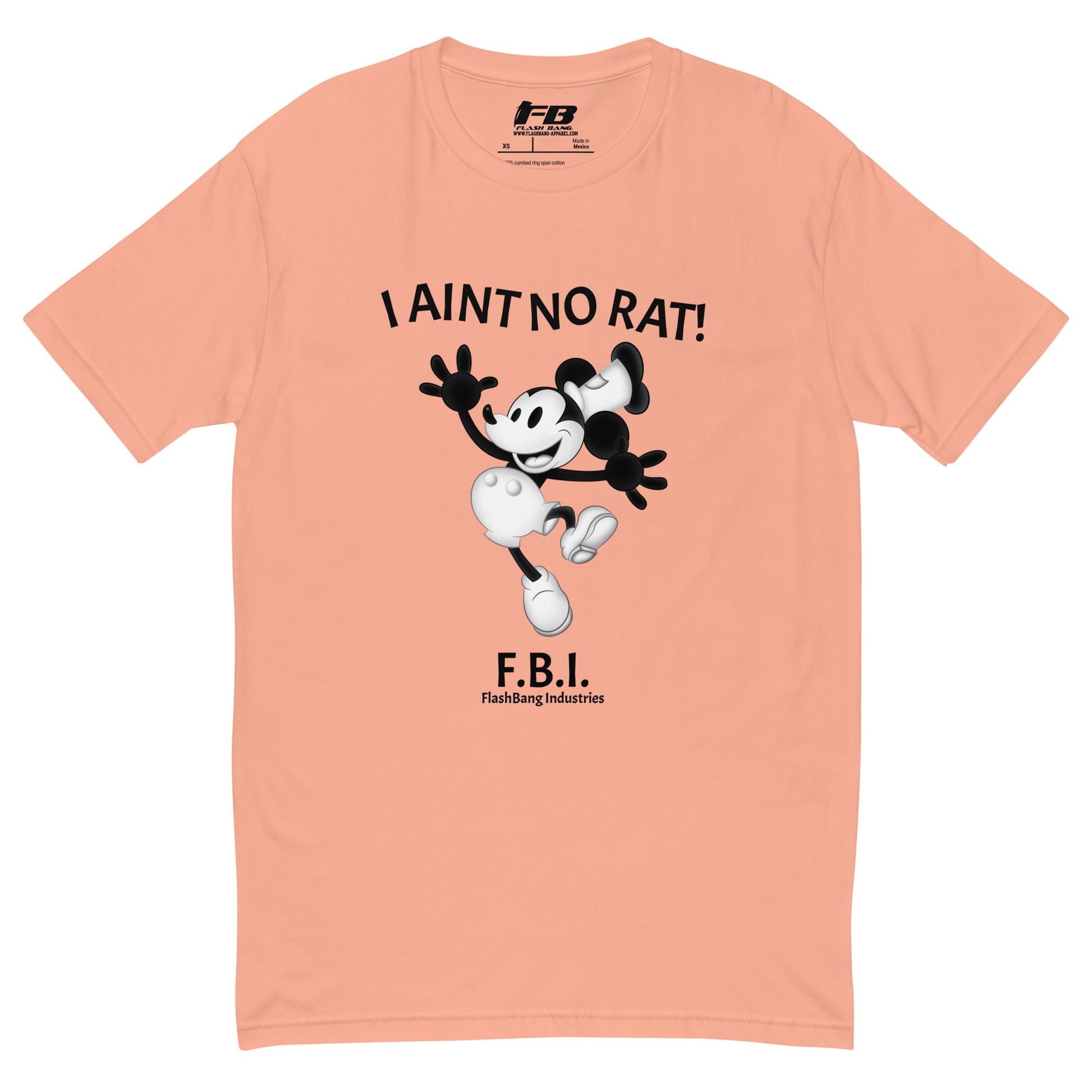 No Rat T-shirt with funny police quote and short one-liner, great for law enforcement humor and loyalty-themed apparel - Front View - Desert Pink
