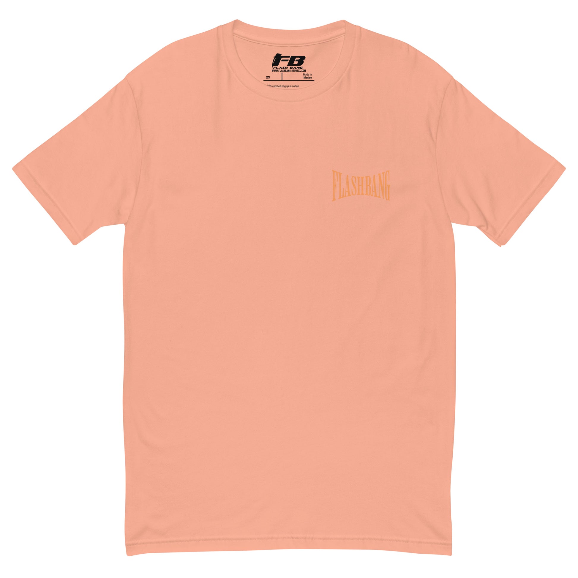 Hollywood Never Gets It Right T-shirt featuring a bold LA graphic and Hollywood vintage tees - Front View - Desert Pink with Flashbang Text