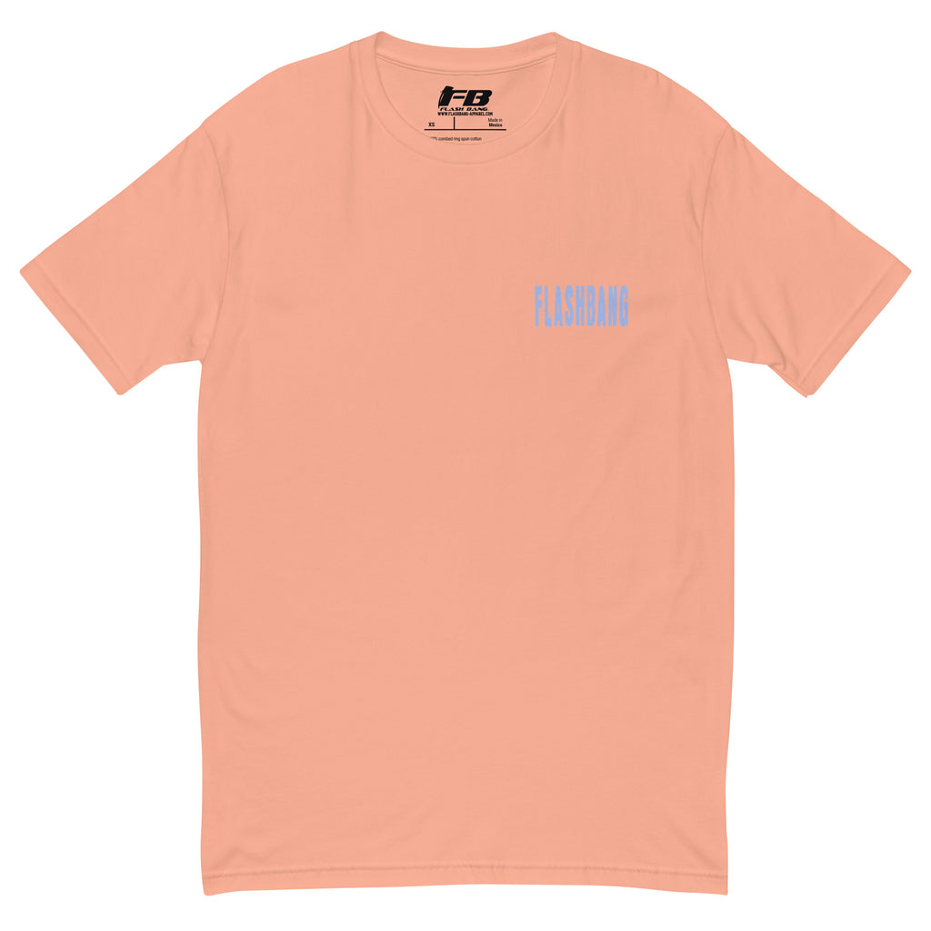 Beast Mode T-shirt with a gorilla graphic, designed as a fitness motivation shirt for gym-goers and muscle tee lovers - Front View - Desert Pink with Flashbang Text
