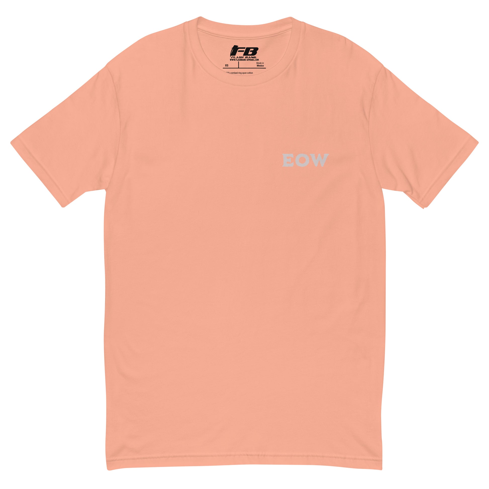 End of Watch T-shirt with palm tree design and summer beach vibes - Front View - Desert Pink with EOW Text