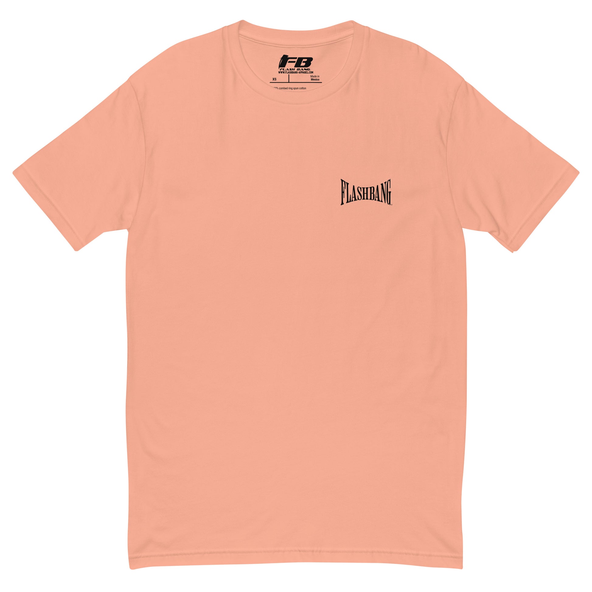 Train Hard Stay Ready Lite T-shirt featuring motivational shirt graphic design with train hard quotes - Front View - Desert Pink with Flashbang Text